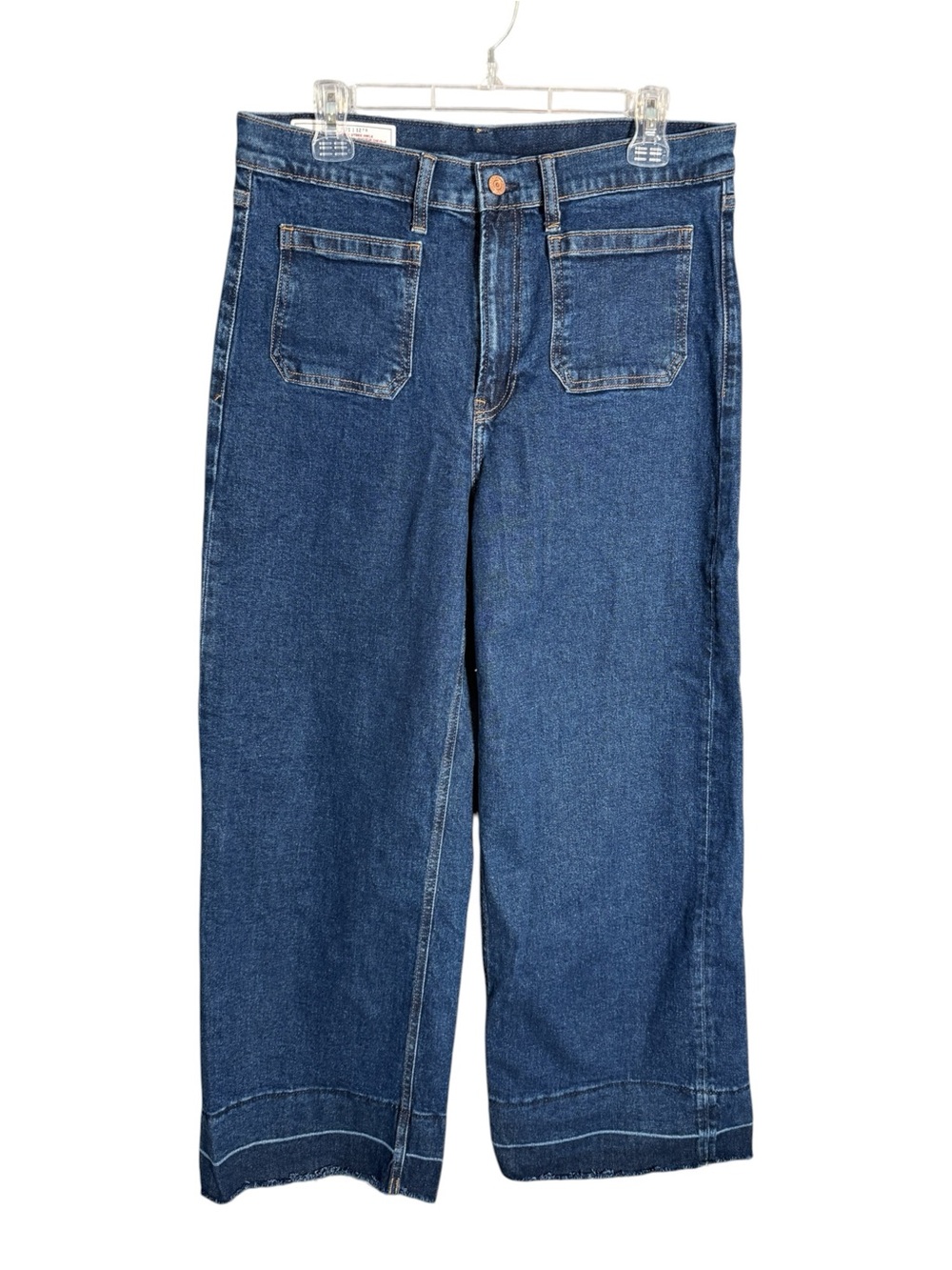 Gap Jeans High Rise Stride Ankle Let Out Hem Patch Pockets Cotton 31 12 TALL